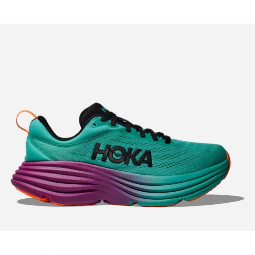 HOKA Bondi 8 Schuhe für Herren in Electric Aqua/Black Größe 52 | Straße