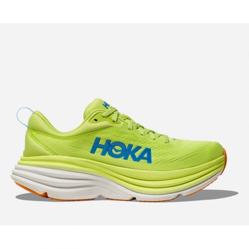 HOKA Bondi 8 Schuhe für Herren in Lettuce/Solar Flare Größe 42 2/3 Weit | Straße