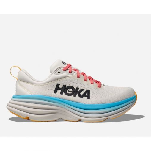 HOKA Bondi 8 Schuhe für Damen in Blanc De Blanc/Swim Day Größe 38 | Straße