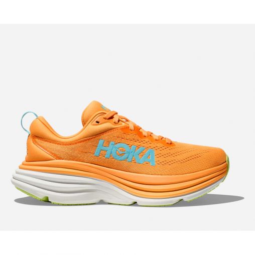 HOKA Bondi 8 Schuhe für Damen in Solar Flare/Lettuce Größe 39 1/3 | Straße