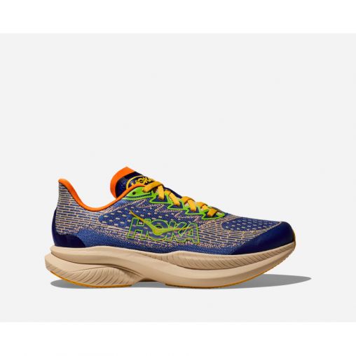 HOKA Mach 6 Schuhe in Ultramarine/Electric Tangerine Größe 40 | Straße