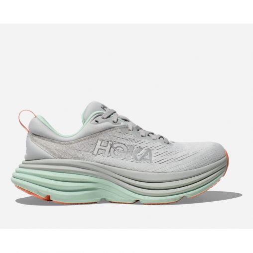 HOKA Bondi 8 Schuhe für Damen in Stardust/Aqua Breeze Größe 37 1/3 Weit | Straße